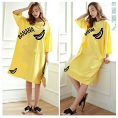 J&C Big Size Dress Banana Yellow / Baju Wanita Besar / Dress Ukuran Besar / Kaos XXL /
