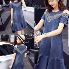 J&C Dress Denim Stripe / Dress Katun Denim / Dress Denim / Mini Dress Denim / Midi Dress Denim / Baju Terusan / Blouse Denim / Dress Model Tank Top