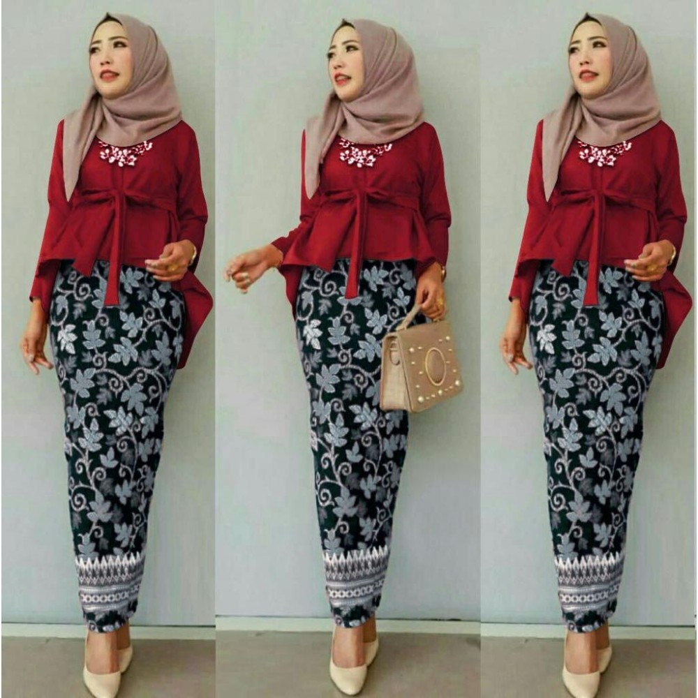 J&C Setelan Rolinda / Kebaya Muslim / Rok Batik / Setelan Kebaya 2 in 1 / Baju Pesta / Rok Panjang Batik / Baju Muslim / Hijab Style / Hijab Fashion