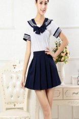 Gadis Sekolah Jepang Pakaian Baju Seragam Pelaut Kostum Cosplay Kostum (biru Laut) (International)