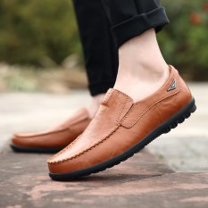 Jarma Pria Loafers Slip-Ons Sepatu Mengemudi Sepatu Pria Sepatu Datar Moccasin (Dark Brown) -Intl