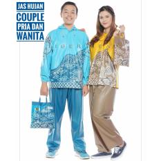 Jas Hujan COUPLE (2 Pcs) Setelan Jaket Celana Pria dan Wanita Stretch Batik KUALITAS PREMIUM