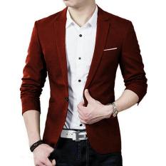 Jas Pria Blazer Pria Semi Formal Kerah Lipat Saku List Putih - P-05 - Merah Bata