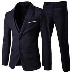 Jas Pria - Setelan Celana Dan Jas Formal Double Button - Hitam