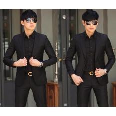 Jas Pria Warna Hitam Kancing Badan Dua - Jas Wisuda - Jas Pengantin Warna Hitam - Jas Pria Termurah