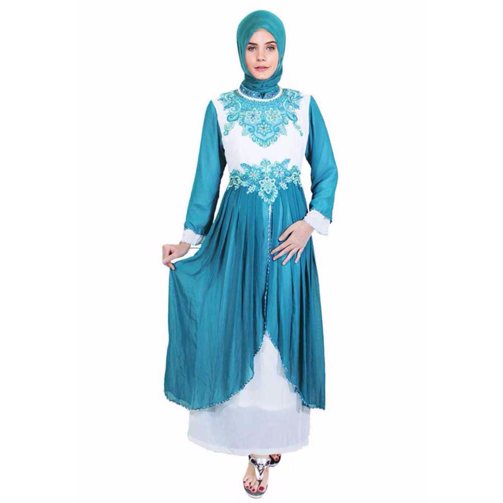 Java seven IRF 561 Busana Muslim gamis wanita - bahan shipone - cantik dan menarik (Blue)