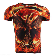 Jay 3D Burung Pria Dicetak Kaus Permainan (Merah) Baju Atasan Kaos Pria Kemeja Pria