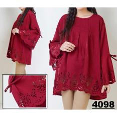 JC - Baju Big Size Wanita XXXL Jumbo Size Salva Lasercut Maroon XXXL Jumbo Size Blouse Murah
