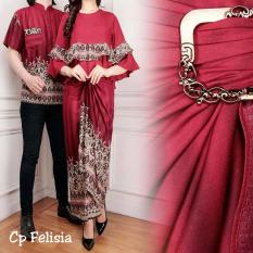 JC - Baju Couple Felicia Maroon Blouse Couple Batik Kemeja Pasangan Baju Couple Murah