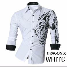 JC - Kemeja Pria Dragon X Putih  Kemeja Terbaru  Fashion Pria COD