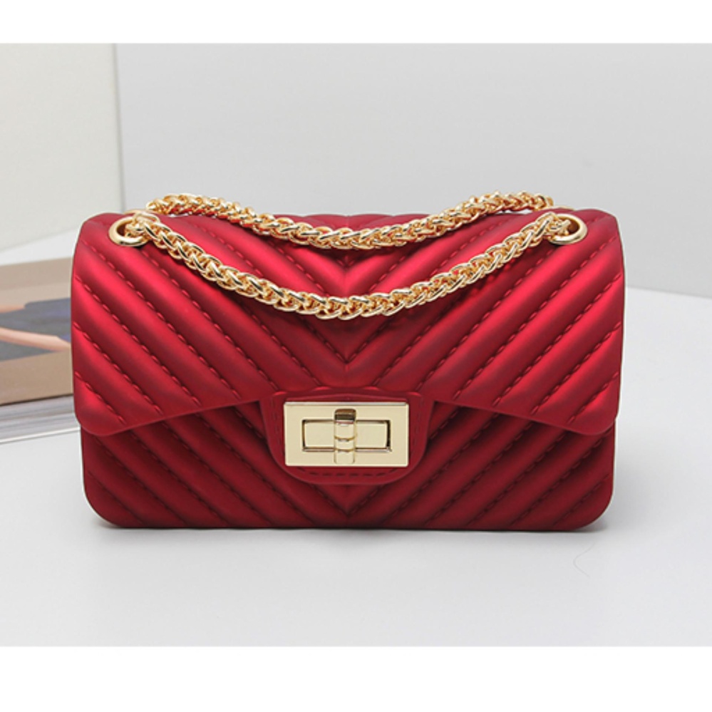 JCF Tas Fashion Import Anak Remaja Dan Wanita Dewasa Allure Dove Matte Mewah Cantik Jelly Sling Teenager And Adult Mini Candy Bag Import Korean Style Selempang Badan - Red Maroon Bagus High Quality