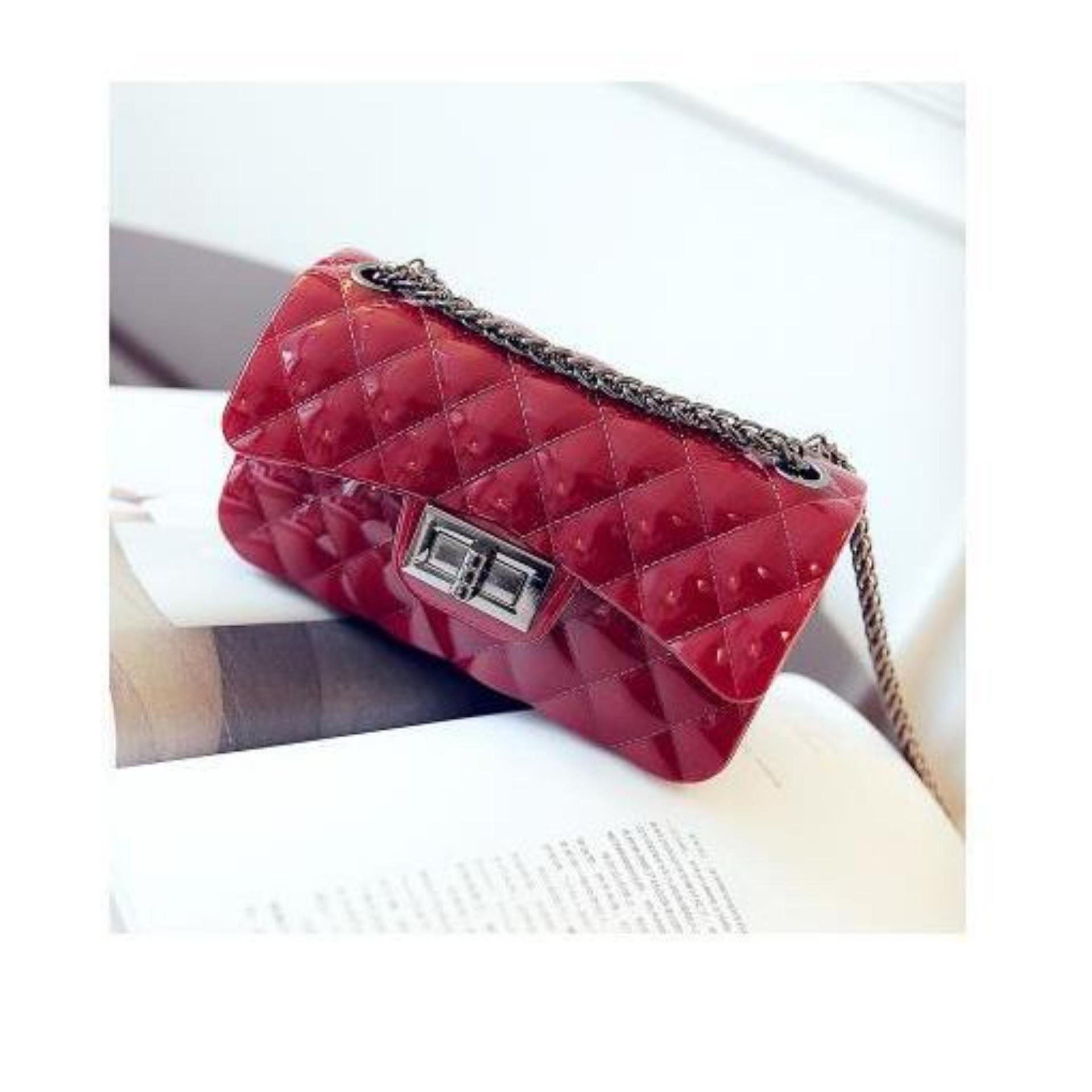 JCF Tas Fashion Import Anak Remaja Dan Wanita Dewasa Silica Jelly Sling Teenager And Adult Mini Candy Bag Selempang Badan - Red Maroon   