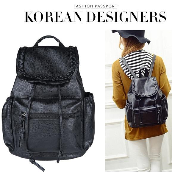 JCF Tas Ransel Kulit PU Import Korean Style Bagus Fashion Branded Wanita Remaja Dan Dewasa - Janetta Black Large