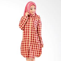JCFashion Plaid Long Tunik Laila Atasan Wanita - Red