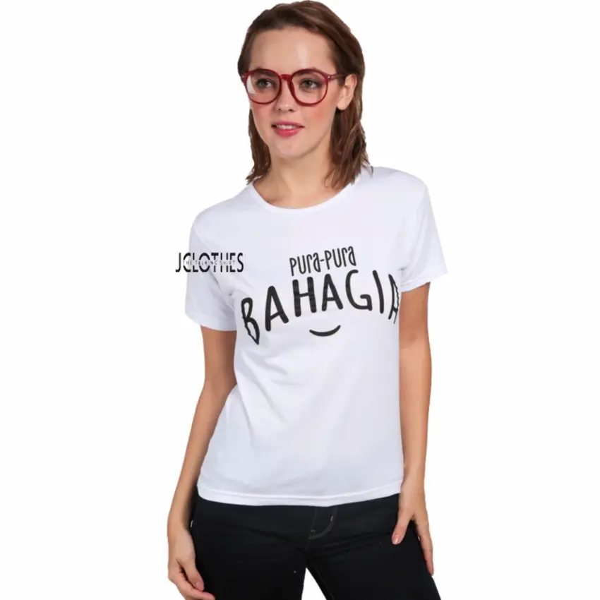 Harga jclothes kaos cewe tumblr tee kaos wanita pura pura bahagia | HARGALOKA.COM