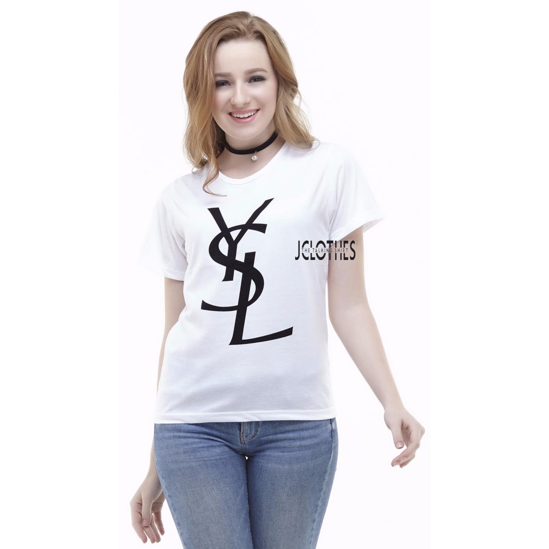 JCLOTHES Kaos Cewe / Tumblr Tee / Kaos Wanita Ys Saint Lauren - Putih