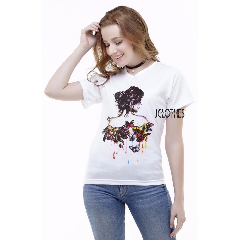 JCLOTHES Kaos Cewe / Tumblr Tee / Kaos Wanita Bodygirl - Putih