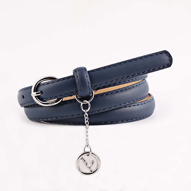Jeans Buckle Circle Pendant Dekorasi Belt Pinggang-Navy Blue-Intl
