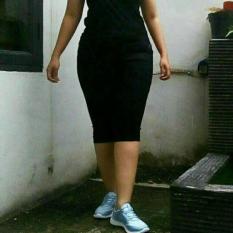 WOMANPANTS - CELANA JEANS PENDEK WANITA 7/8 MODEL PINGGANG KARET SIZE 32 HITAM / PONGGOL