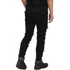 Jeans Ripped Extra Damage Black/ Celana Jeans Robek Sobek Hitam Keren