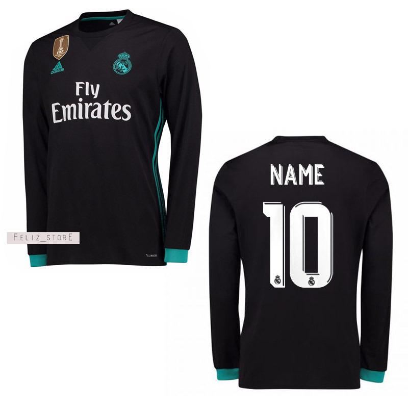 Jersey Bola Real Madrid 2017/2018 Lengan Panjang Custom Nama & Nomor