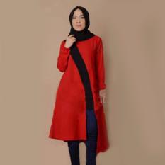 Jessica Fashion Tunik Kanza+Pashmina-Tanpa Celana - Red