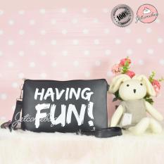 Tas Wanita Sling Clutchbag Lucu Having Fun Selempang Murah Terbaru - JETCOMEBAG