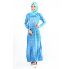 Jfashion Long Dress Gamis Maxi Tangan Panjang corak salur - Maxi salur