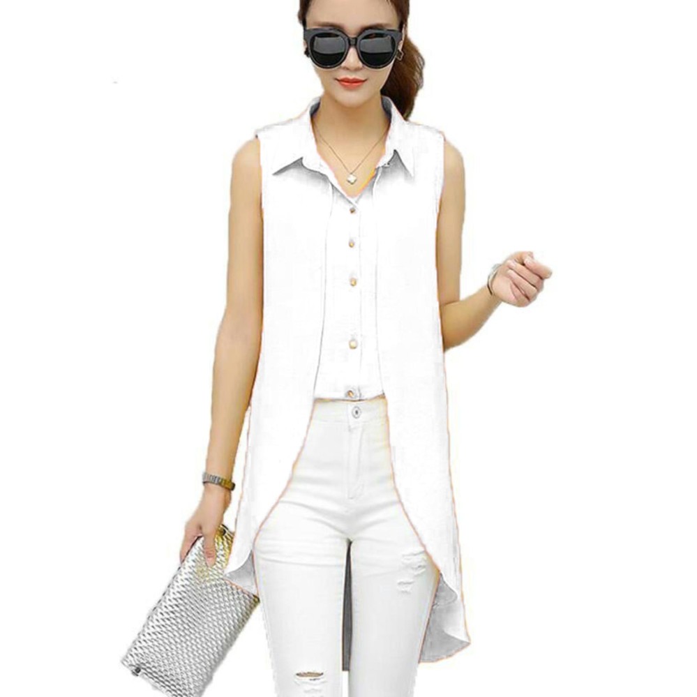 Jfashion Blouse Double layer Asimetris Tanpa Lengan - Rina Jfashion Blouse Double layer Asimetris Tanpa Lengan - Rina