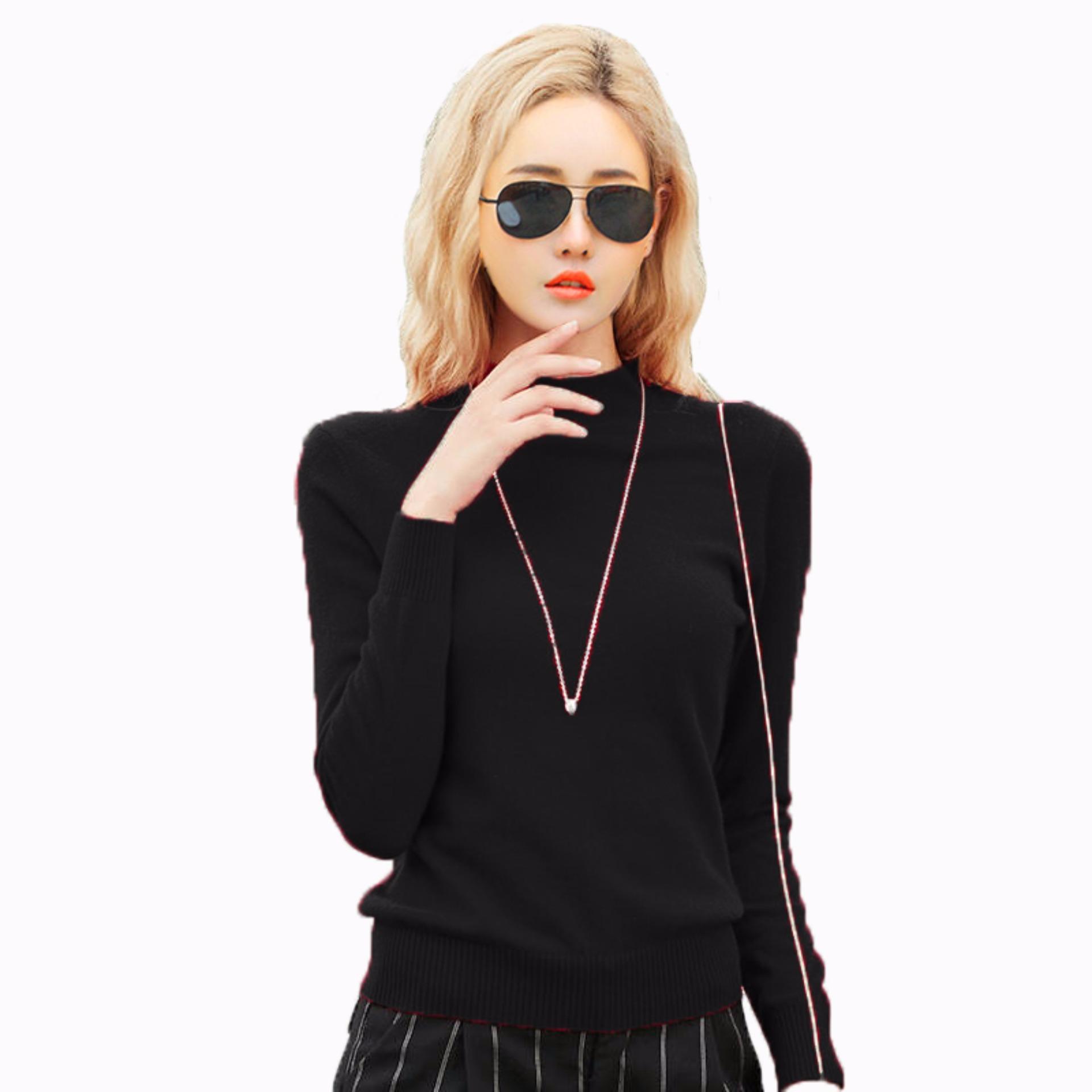 Jfashion Blus Rajut/Knitting Tangan Panjang Leher Tinggi Gaya Korea- Virgo