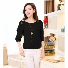 Jfashion Blus Tangan 3/4 Gaya Korea Variasi Pita pundak - Alexis