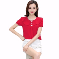 Jfashion Blus Tangan Pendek Gaya Korea Variasa Pita Kecil - Anisa