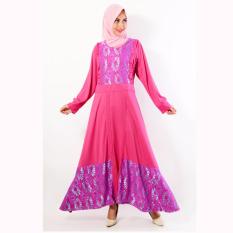 Jfashion Long dress Gamis maxi Kombinasi Corak Simpel Elegan - Yuni