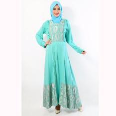 Jfashion Long dress Gamis maxi Kombinasi Corak Simpel Elegan - Yuni