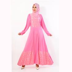 Jfashion Long dress Gamis maxi Kombinasi Corak Simpel Elegan - Yuni
