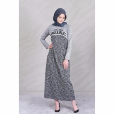 Jfashion Gamis Kombinasi warna plus printing tangan Panjang - Dream Abu Muda