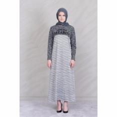 Jfashion Gamis Kombinasi warna plus printing tangan Panjang - Dream Abu tua