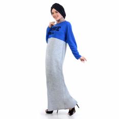 Jfashion Long Dress Gamis maxi Kombinasi warna plus printing - True Love
