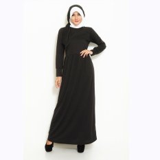 Jfashion Long Dress Gamis Maxi tangan Panjang Plus Hijab - Gamis spandek