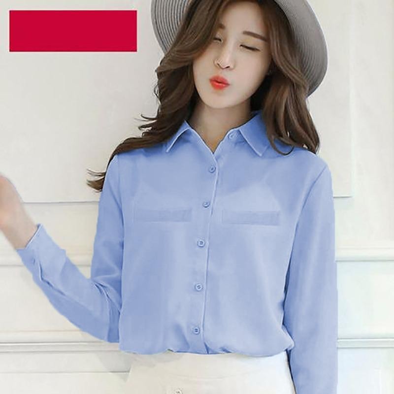 Jfashion Kemeja Tangan Panjang Gaya Korea Kancing full - Ummi