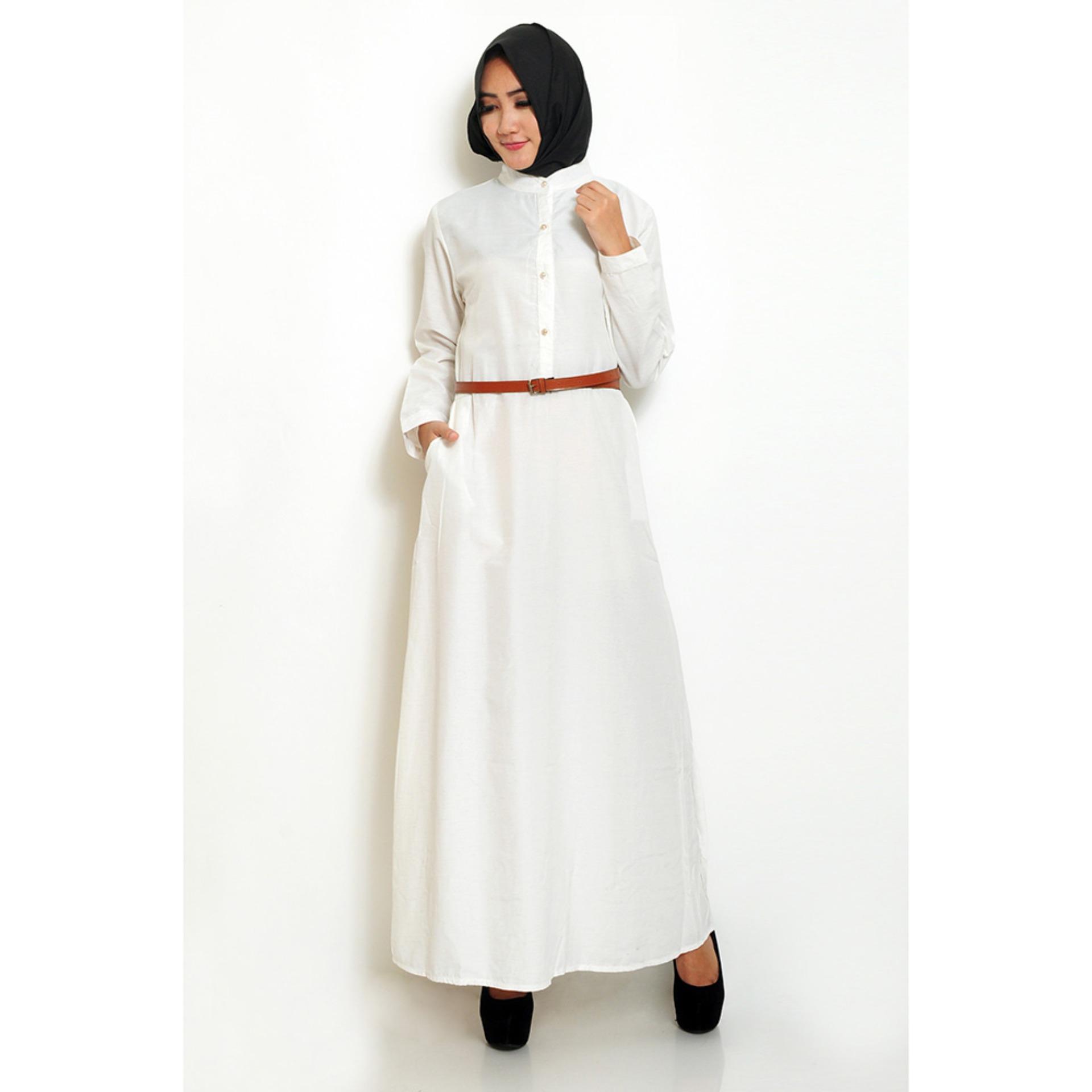 Jfashion Long Dress Gamis Maxi Tangan Panjang Wanita Dewasa - Chambray