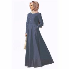 Jfashion Long Dress Gamis Maxi Tangan Panjang Wanita Dewasa - Chambray