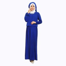Jfashion Long Dress Gamis Maxi tangan Panjang Kombi Sifon plus Kalung - Gamis Necklace