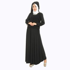 Jfashion Long Dress Gamis Maxi tangan Panjang Kombi Sifon plus Kalung - Gamis Necklace
