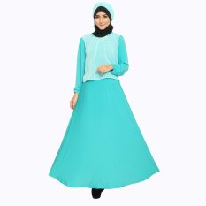 Jfashion Long Dress Gamis Maxi tangan Panjang Kombi Sifon plus Kalung - Gamis Necklace