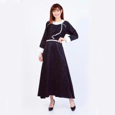 Jfashion Premium Dress Kombinasi tangan Panjang - Natalia Hitam