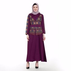 Jfashion Premium Gamis Kombinasi tangan Panjang - Fenni Ungu