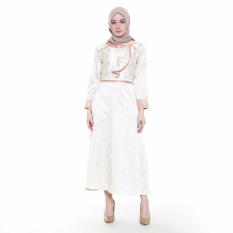 Jfashion Premium Gamis Kombinasi tangan Panjang - Natalia Krem