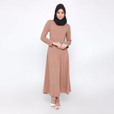 Jfashion Premium Gamis Polos variasi renda tangan Panjang - Diana Coklat