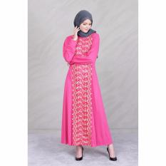 Jfashion Premium Gamis Variasi renda tangan Panjang - Jelita Pink